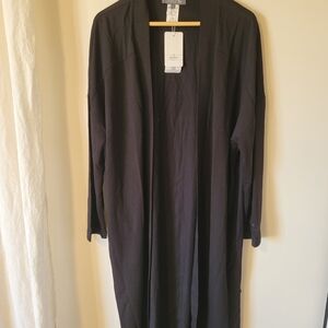 Black Long Open Cardigan